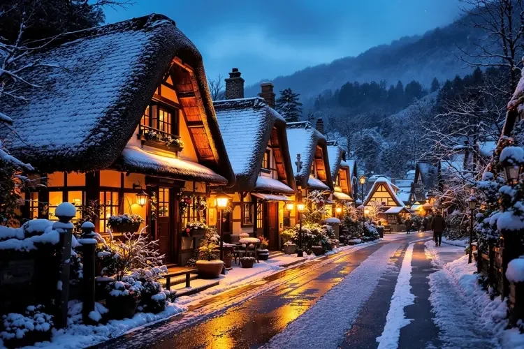白川乡合掌村的雪夜-老狼影院旅拍手记